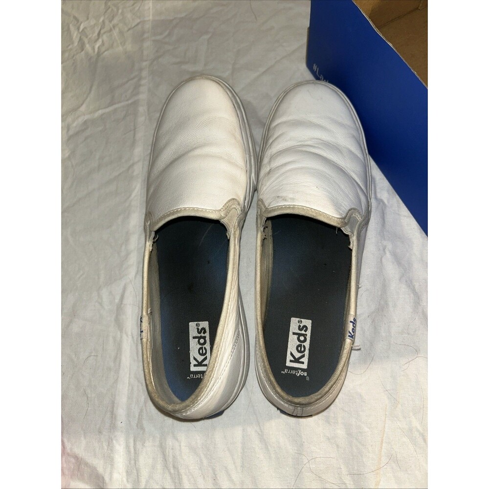 Keds Double Decker Women White Leather Slip On Sneakers Shoes Ortholite Size 6.5